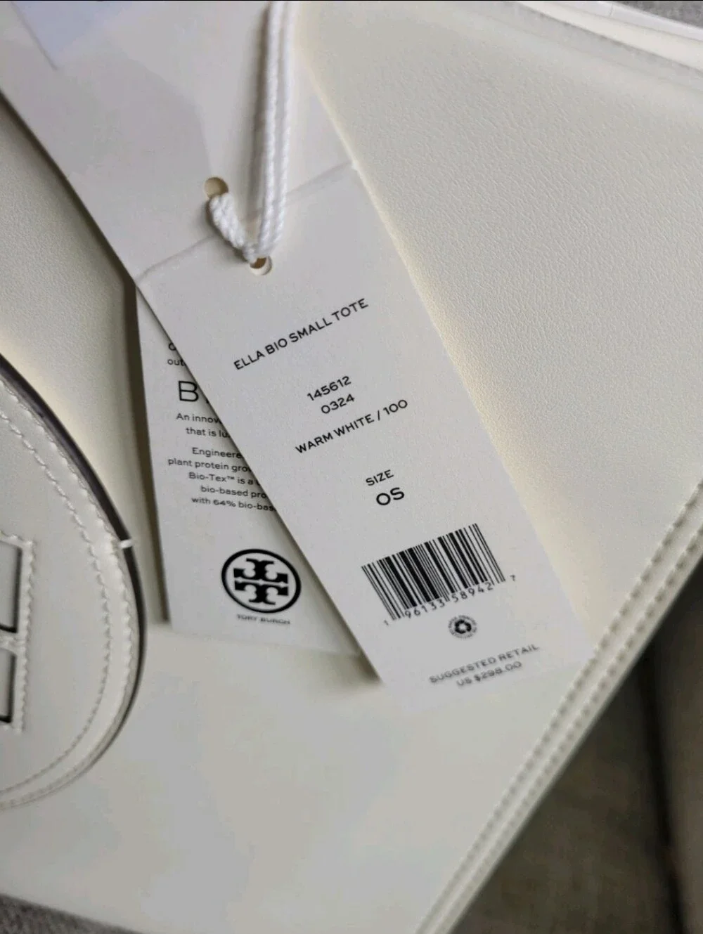 Tory Burch Warm White Small Ella Bio Tote Nwt